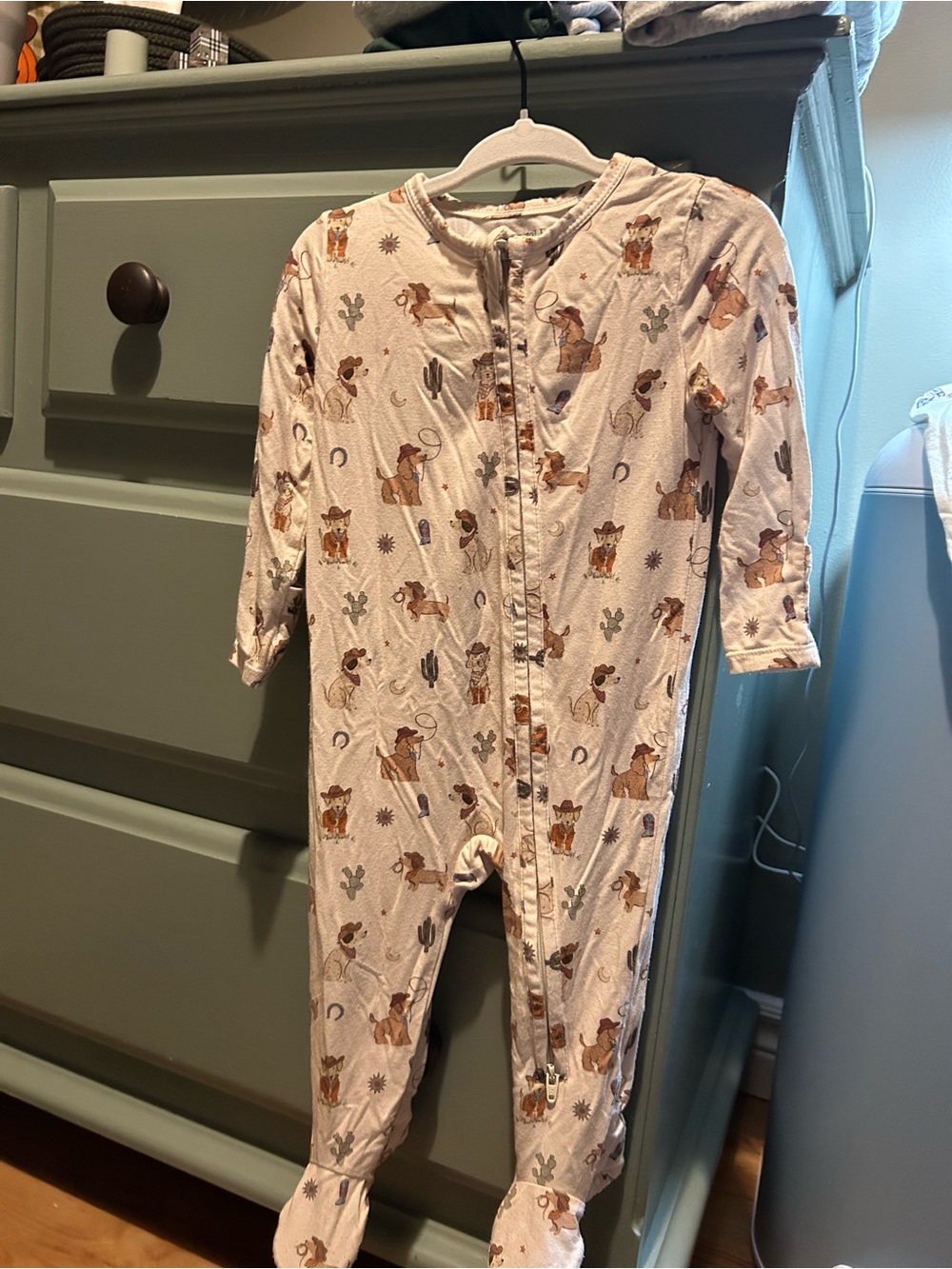 Angel Dear Western Print Footed One-Piece for Kids